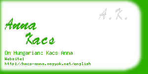 anna kacs business card